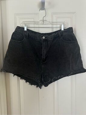 Black Denim Frayed Hem Women's Shorts | Shein